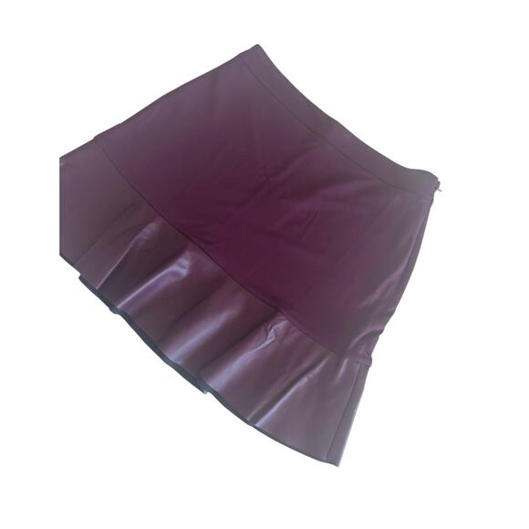 MICHAEL MICHAEL KORS BURGUNDY VEGAN FAUX LEATHER PONTE KNIT SKIRT NWT LARGE - Picture 2 of 7